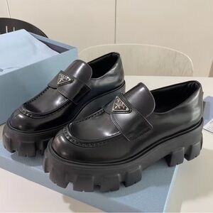 Prada Women's Black Chunky Sole Loafers